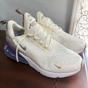 Nike Air Max 270 Cream and Purple Sneakers